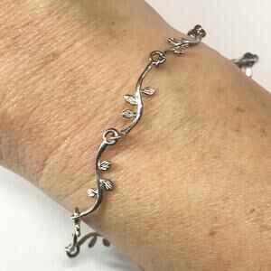925 Sterling Silver SU Sunstone Imports Signed Delicate Dainty Vine Bracelet